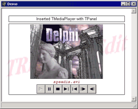 ����������� ����������: TMediaPlayer � TPanel, ������������ ����� � ������� AVI